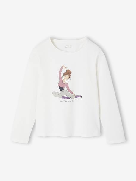 T-shirt motif danseuse sport fille manches longues écru - vertbaudet enfant 