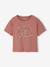 Short-Sleeved T-Shirt with Reversible Sequin Motif, for Girls dusky pink+ecru - vertbaudet enfant 