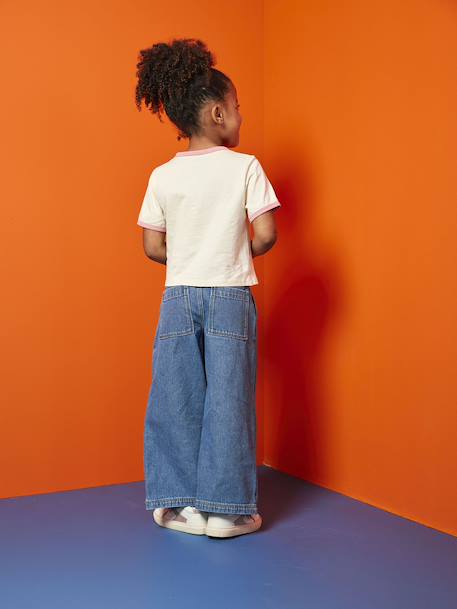 Wide-Leg Jeans with Pleats for Girls denim grey+medium blue - vertbaudet enfant 