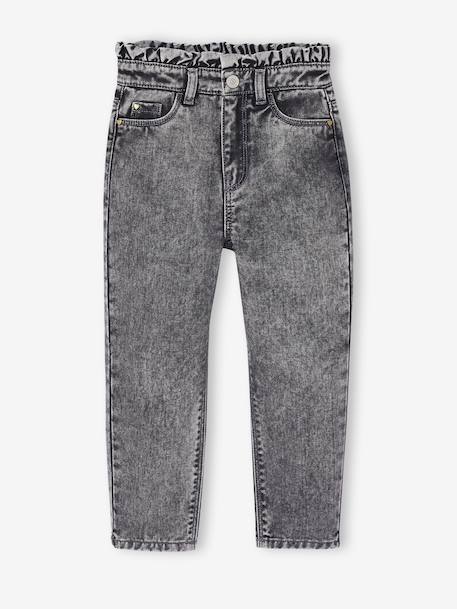 Jean fille mom poches coeur denim gris+gris+stone - vertbaudet enfant 