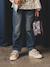 Jean fille mom bleu clair+bleu moyen - vertbaudet enfant 