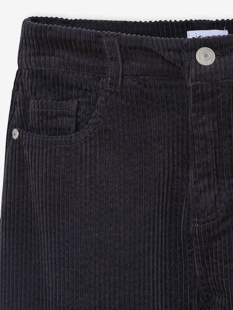 Wide-Leg Corduroy Trousers for Girls, JONEN anthracite+ecru - vertbaudet enfant 