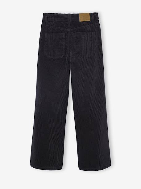 Wide-Leg Corduroy Trousers for Girls, JONEN anthracite+ecru - vertbaudet enfant 