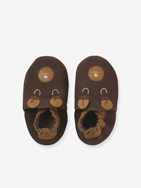 Elasticated, Soft Leather Slip-Ons for Babies printed brown+printed green+set brown - vertbaudet enfant 