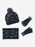 'Dinos' Beanie + Snood + Mittens/Gloves Set for Boys navy blue - vertbaudet enfant 