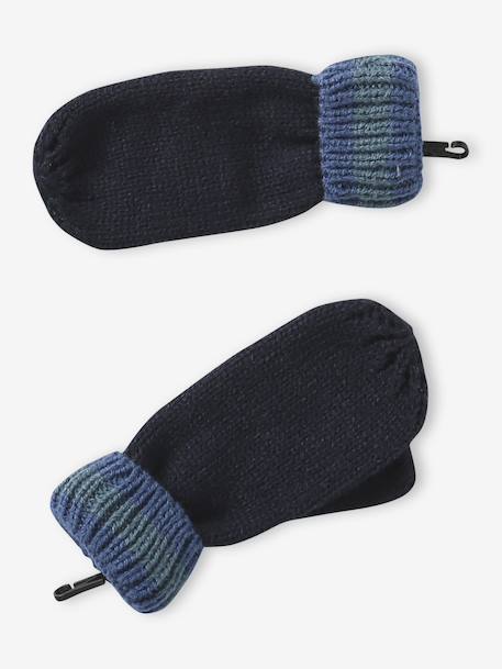 'Dinos' Beanie + Snood + Mittens/Gloves Set for Boys navy blue - vertbaudet enfant 