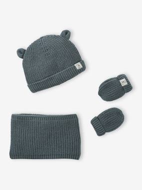 Bébé-Accessoires-Bonnet, écharpe, gants-Ensemble bonnet, snood et moufles bébé