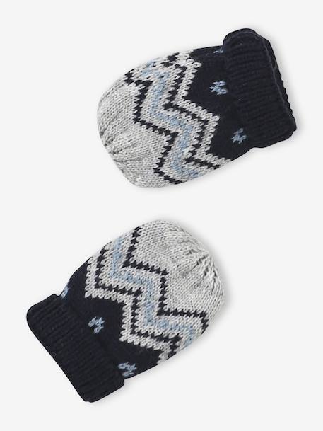 Jacquard Beanie, Snood & Mittens Set for Babies marl grey - vertbaudet enfant 