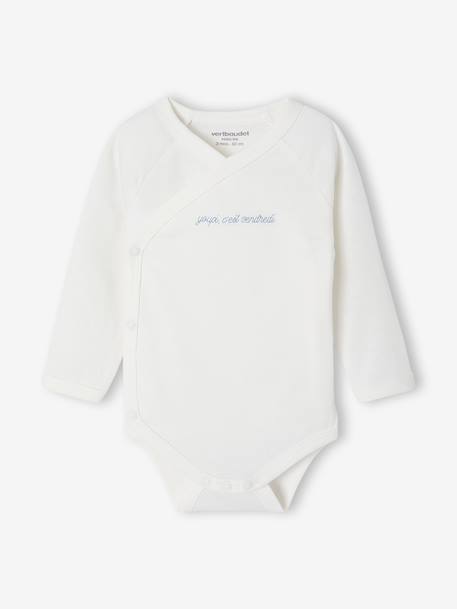 Set of 7 unisex newborn bodysuit week with ENVIE DE FRAISE messages ecru - vertbaudet enfant 