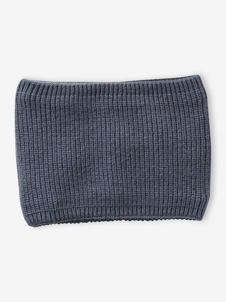 Ensemble garçon bonnet + snood + moufles/gants « Outdoor » bleu grisé+kaki - vertbaudet enfant 