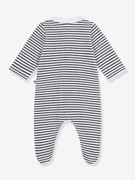 Velour Sleepsuit with Printed Collar, PETIT BATEAU navy blue - vertbaudet enfant 