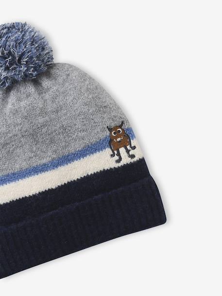 Bonnet Petit monstre garçon gris chiné - vertbaudet enfant 