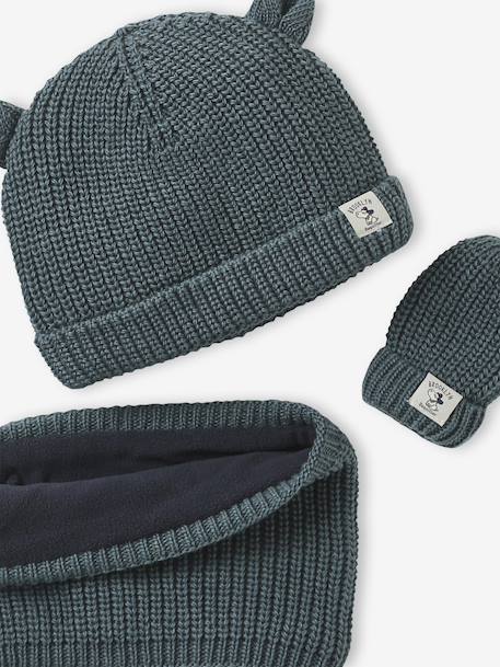 Ensemble bonnet, snood et moufles bébé vert - vertbaudet enfant 