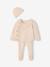 Set of 3 Knitted Items for Newborns: Cardigan + Trousers + Beanie marl grey+rose - vertbaudet enfant 