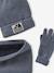 Boys' beanie + snood + mittens/gloves 'Outdoor' set grey blue+khaki - vertbaudet enfant 