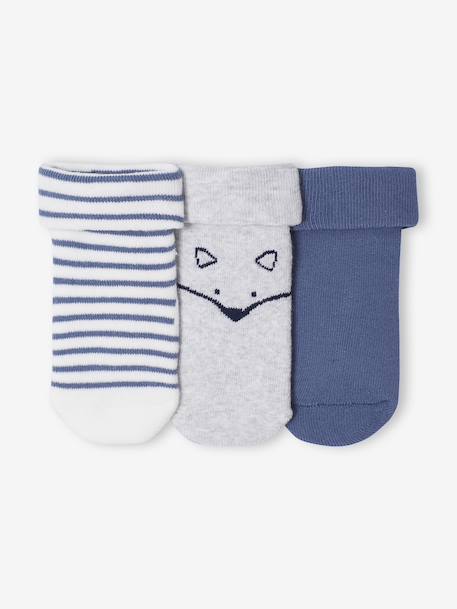Lot de 3 paires de chaussettes « renard » bébé garçon bleu grisé - vertbaudet enfant 
