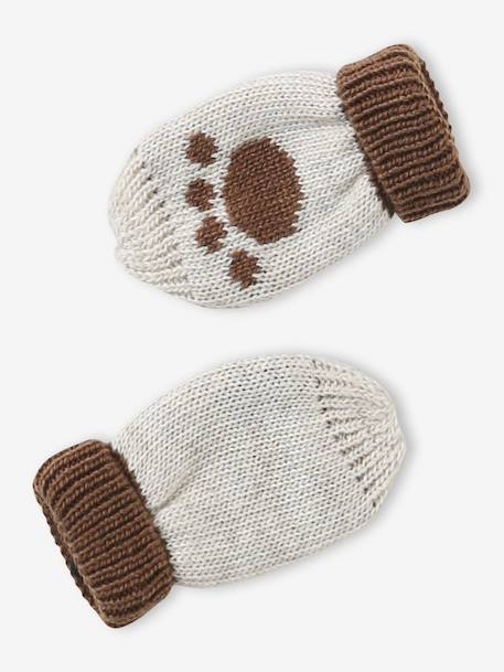 Chullo Jacquard Bear Hat, Snood & Mittens Set marl beige - vertbaudet enfant 