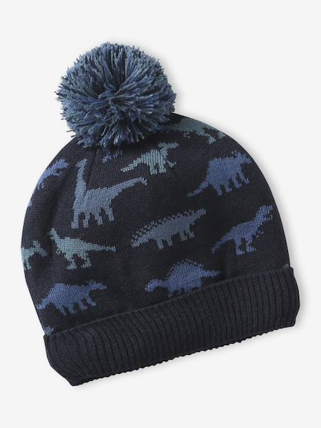 'Dinos' Beanie + Snood + Mittens/Gloves Set for Boys navy blue - vertbaudet enfant 
