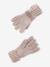 Girl's jacquard set: beanie + snood + mittens/gloves ecru+rose - vertbaudet enfant 