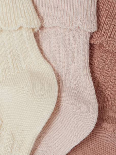 Pack of 3 pairs of baby girls' socks pale pink - vertbaudet enfant 