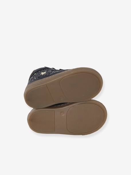 Lace-up and elasticated high-top leather trainers for babies navy blue - vertbaudet enfant 
