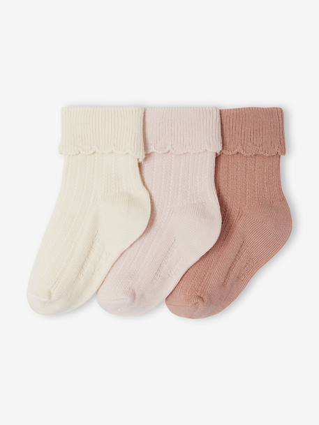 Pack of 3 pairs of baby girls' socks pale pink - vertbaudet enfant 
