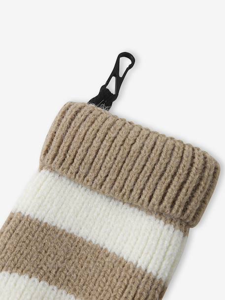 Striped Peruvian beanie, snood and mittens set for babies striped beige - vertbaudet enfant 