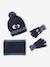 Boys' beanie + snood + mittens/gloves 'Monster' set navy blue - vertbaudet enfant 