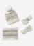 Girl's jacquard set: beanie + snood + mittens/gloves ecru+rose - vertbaudet enfant 