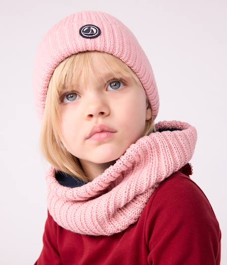 PETIT BATEAU knitted beanie for children with fleece lining rose - vertbaudet enfant 