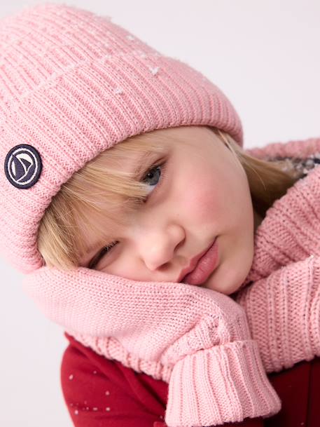 PETIT BATEAU knitted beanie for children with fleece lining rose - vertbaudet enfant 