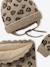 Leopard Heart Beanie, Snood & Mittens Set for Babies taupe - vertbaudet enfant 