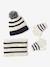 Striped set for boys: beanie + snood + mittens/gloves ecru - vertbaudet enfant 