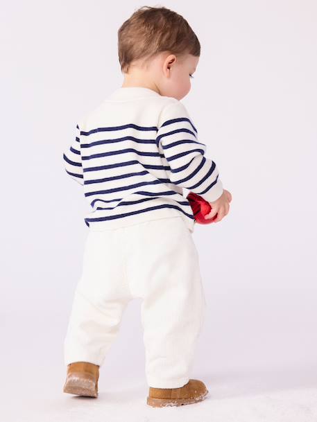 Wool and cotton striped sailor jumper for babies by PETIT BATEAU ecru - vertbaudet enfant 