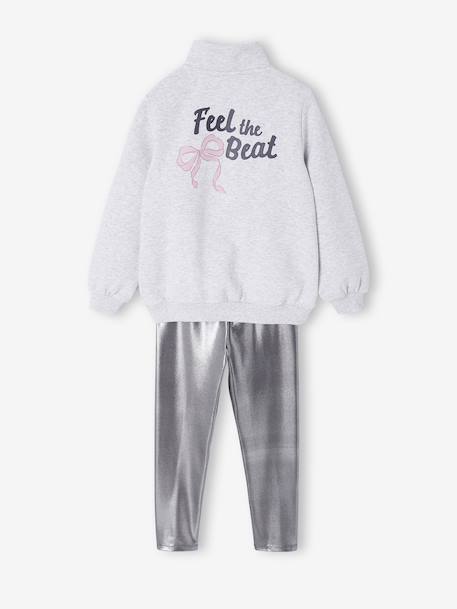 Metallic Sportswear Set for Girls: Sweatshirt & Leggings marl grey - vertbaudet enfant 