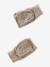Embroidered set for girls: beanie + snood + open knit mittens/gloves golden beige - vertbaudet enfant 