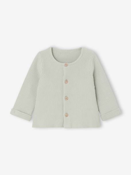 Ensemble bébé mixte gilet pantalon en tricot blanc+gris clair chiné+vert d'eau+vert sauge - vertbaudet enfant 