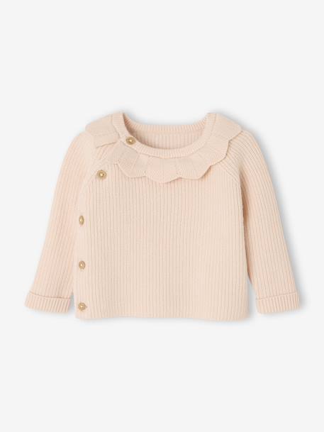 Set of 3 Knitted Items for Newborns: Cardigan + Trousers + Beanie marl grey+rose - vertbaudet enfant 
