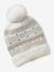 Girl's jacquard set: beanie + snood + mittens/gloves ecru+rose - vertbaudet enfant 