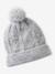 Beanie + Snood + Mittens Set in Shimmering Cable-Knit marl grey+PINK MEDIUM SOLID - vertbaudet enfant 