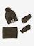 Boys' beanie + snood + mittens/gloves 'Outdoor' set grey blue+khaki - vertbaudet enfant 