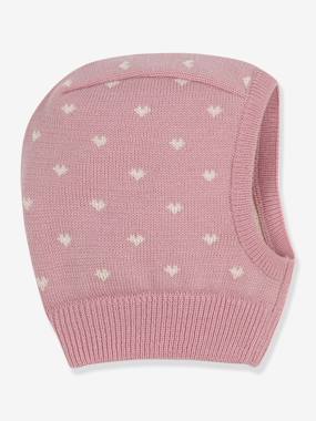 Bébé-Cagoule bébé coeurs en laine et coton