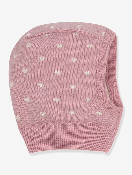 Cagoule bébé coeurs en laine et coton rose - vertbaudet enfant 