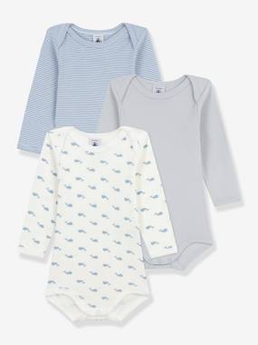 Pack of 3 Long-Sleeved Whale Bodysuits for Babies, PETIT BATEAU  - vertbaudet enfant
