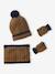Boy's twisted set: beanie + snood + mittens/gloves ochre - vertbaudet enfant 