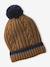 Boy's twisted set: beanie + snood + mittens/gloves ochre - vertbaudet enfant 