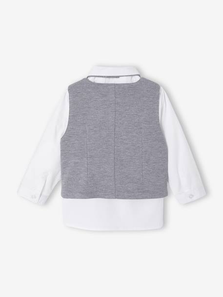 Boys' shirt, bow tie and cardigan set white - vertbaudet enfant 