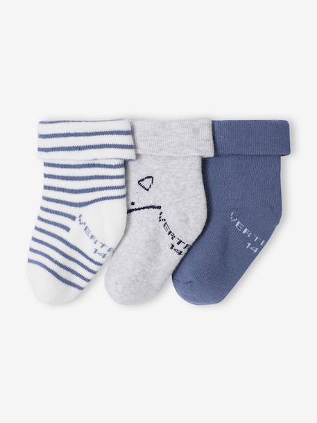 Lot de 3 paires de chaussettes « renard » bébé garçon bleu grisé - vertbaudet enfant 