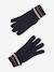 Ensemble tricolore garçon bonnet + snood + moufles/gants bleu nuit - vertbaudet enfant 