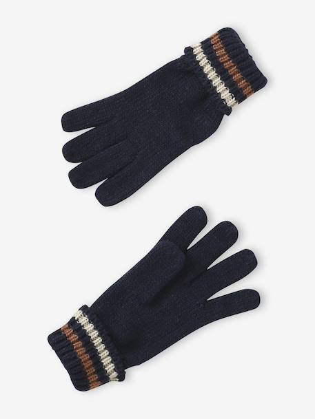 Tricolour Set for Boys: Beanie + Snood + Mittens/Gloves night blue - vertbaudet enfant 